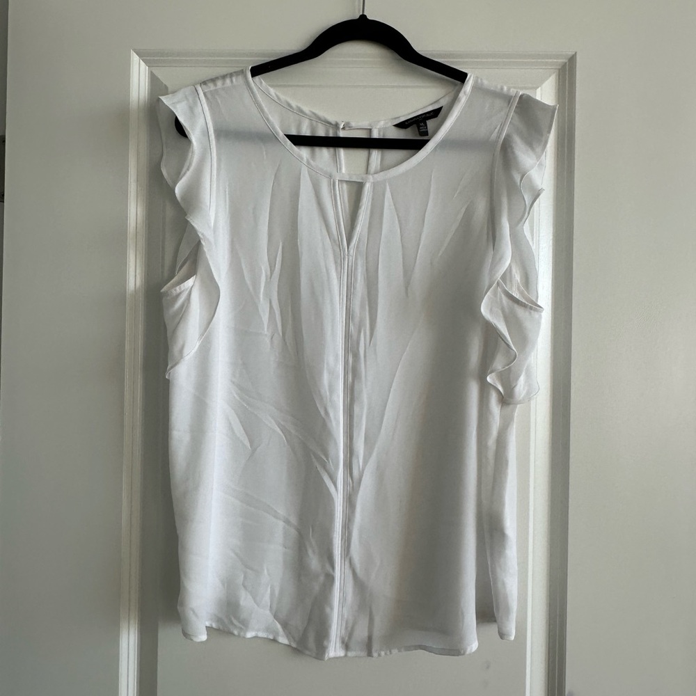 White Sleeveless Ruffle Top